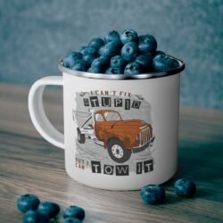 Tow Truck Quote Enamel Camping Mug - Image 5
